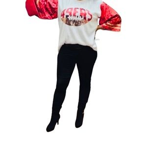 Brand New Womens Oversize Sequin San Francisco 49ers Jersey Shirt/ Jersey Dress